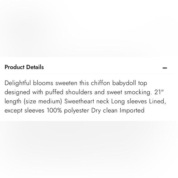 NWT New ASTR The Label Floral Print Smocked Babydoll Top Size L - Picture 6 of 12